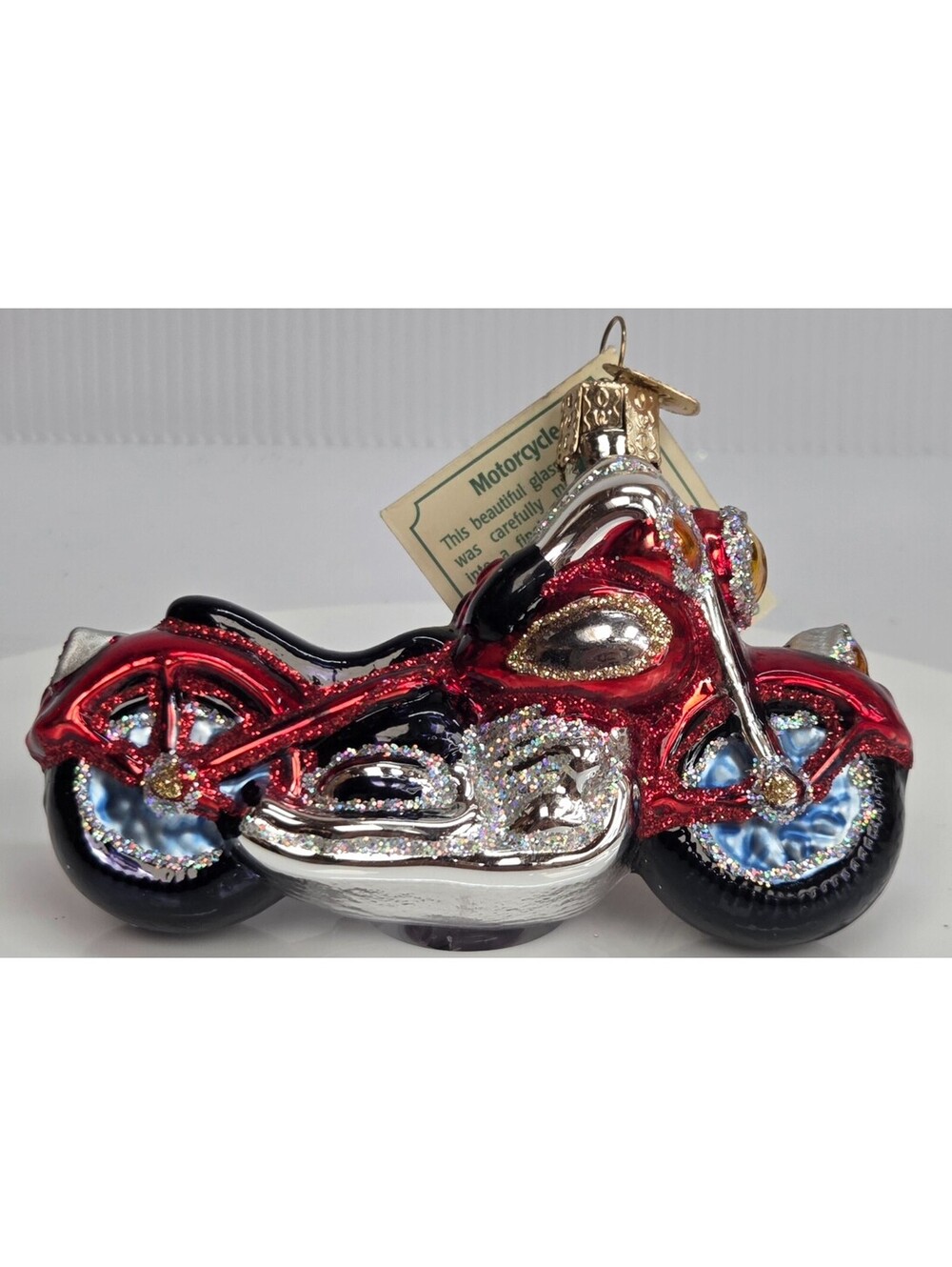 Old World Christmas Motorcycle 46008 Glass Ornament Red NWT OWC